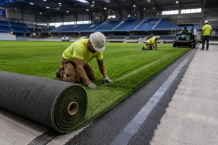 Installing synthetic turf - card size