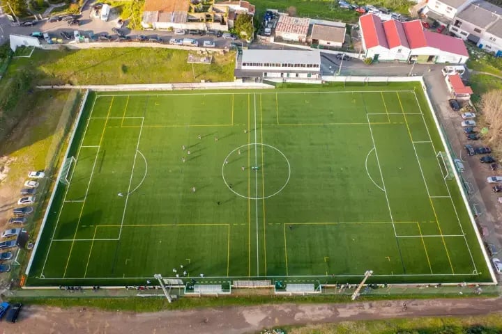 Synthetic turf soccer field - card size
